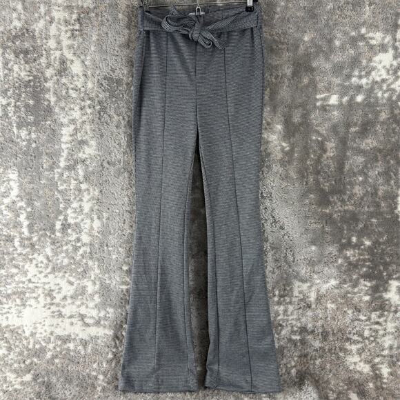 SO Pants - So Womens Size S Houndstooth Tie Front Black White Pants Casual Stretch